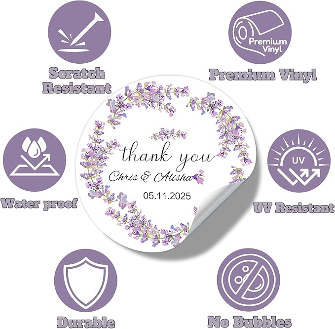 Custom Stickers Wedding Favors Personalized Labels for Business Logo 50-1000PCS Customized Vinyl Label Stickers Waterproof for Wedding Birthday Party