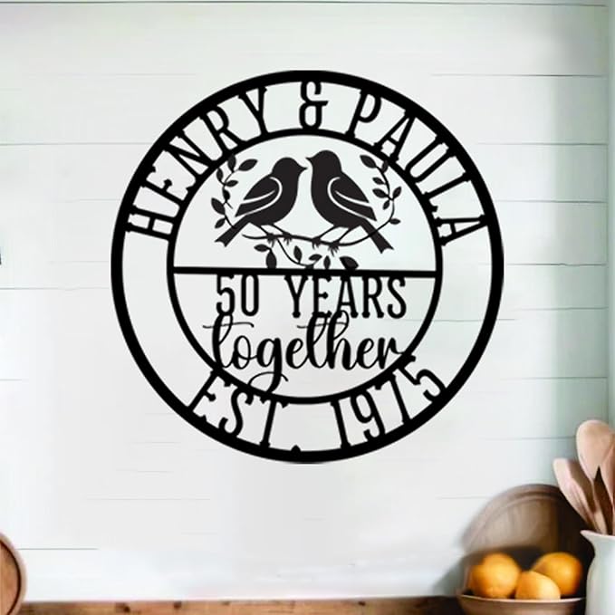 NAZENTI Personalized Metal Sign 50th Wedding Gift For Couple, Wedding Gift, Family Name Sign, Outdoor Name, Anniversary, Home Decor, Front Door