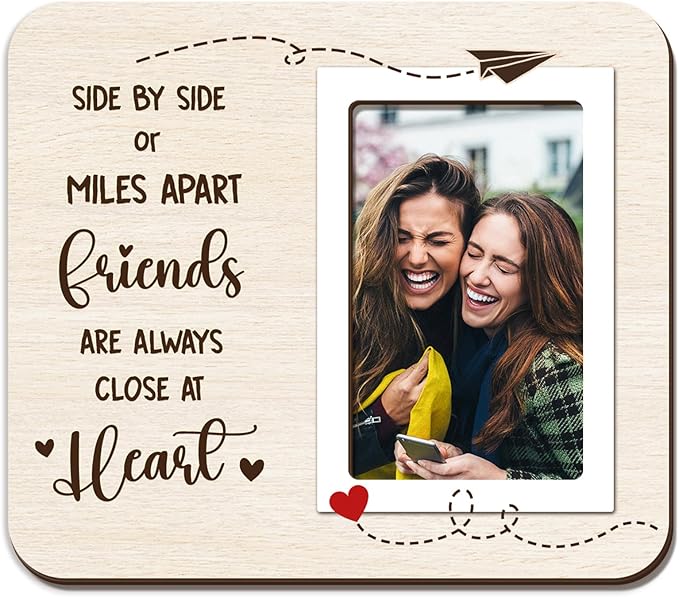 Magnetic Picture Frames - ALWAYS CLOSE AT HEART - Christmas Gift Birthday Gift for Friends, Besties - Unique Magnet Photo Frame For Women - Magnetic Frames for Refrigerator, Locker & More