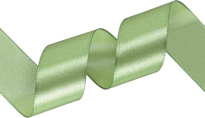 Sage Green Satin Ribbon 1 inch X Continuous 50 Yards, Single Face Polyester Ribbon Perfect for Gift Wrapping, Flower Bouquet, Wedding Decor, Crafts, Bow Making, Sewing and More