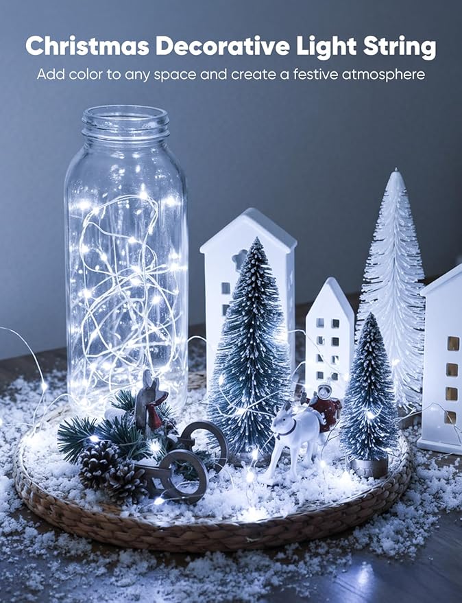 Minetom 12 Pack Fairy Lights Battery Operated String Lights, 8 Modes & Timer, 7ft 20LED Waterproof Silver Wire Twinkle Lights, Firefly Starry Moon Lights for Mason Jars DIY Christmas Wedding