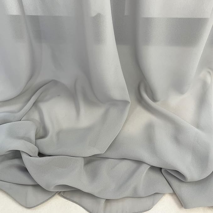 EHLDekol 13ft Light Grey Chiffon Table Runners, 29x156 Inches Romantic and Rustic Boho Wedding Runner, Sheer Bridal Party Decorations