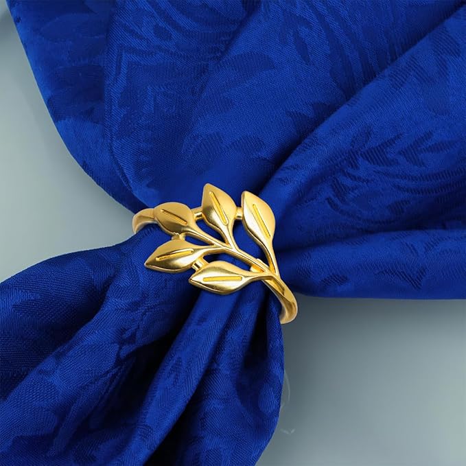 40 Pcs Leaf Napkin Rings Set, Metal Napkins Rings Holders Bulk for Cloth Napkins Table Adornment for Wedding, Birthday, Thanksgiving, Christmas, Banquet, Dinning Table Decorations
