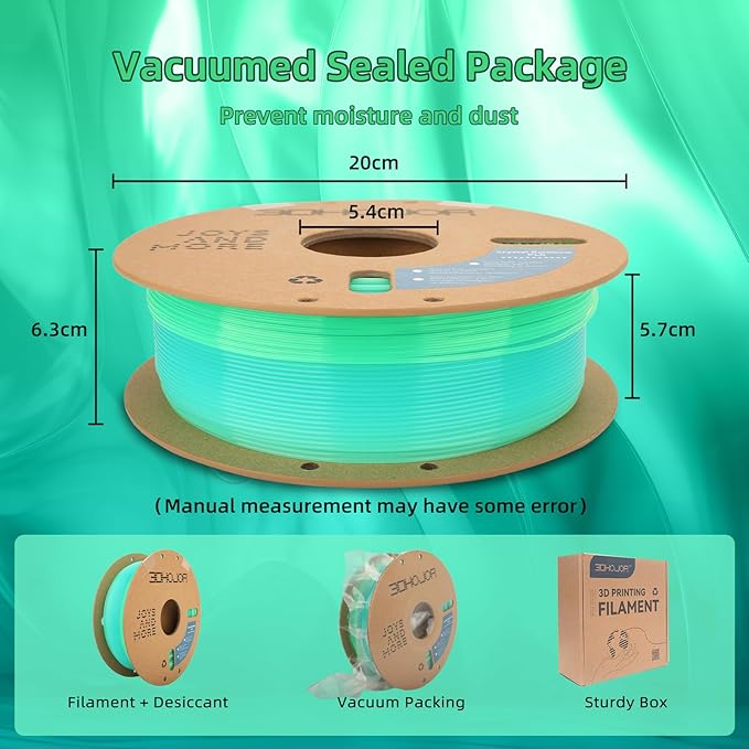 Transparent Multi Rainbow Color Gradient Change PLA 1.75mm 1KG 3D Printing Filament Crystal Rainbow PLA Clear PLA Filament with Cardboard Spool -Prairie