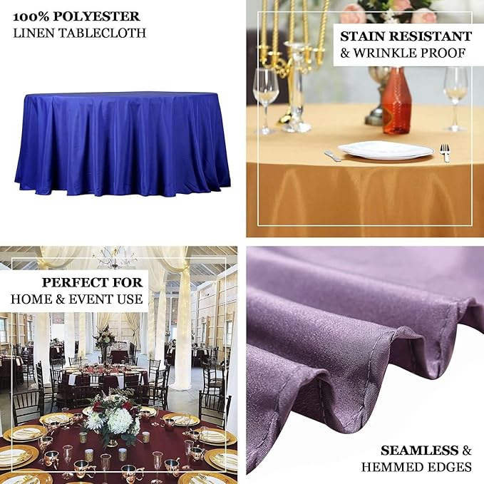 Efavormart Round Tablecloth, 132 Inch Stain & Wrinkle Resistant Washable Table Cloth, Decorative Polyester Fabric Table Cover for Banquet, Wedding, Dining- Royal Blue