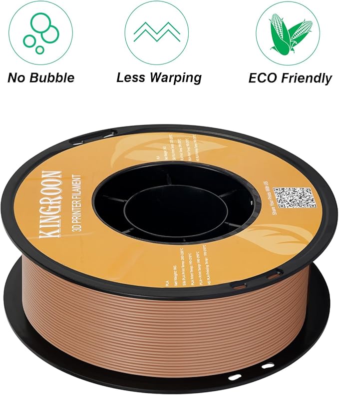Kingroon PLA Filament 1.75mm 3D Printer Filament Brown Pla Filament 1kg Filament Dimensional Accuracy +/- 0.02mm, Fit Most FDM Printer,Brown