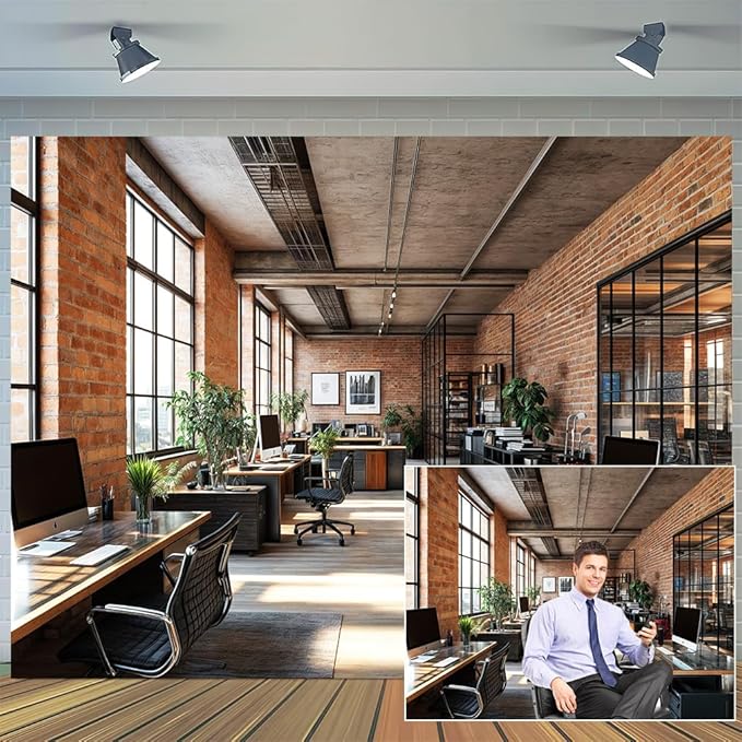 7X7ft Office Video Photo Backdrop Photography Background for Recording Conference, Zoom Home Podcast Backdrops Photo Booth Prop Decorations Wall Decor Tablecloth