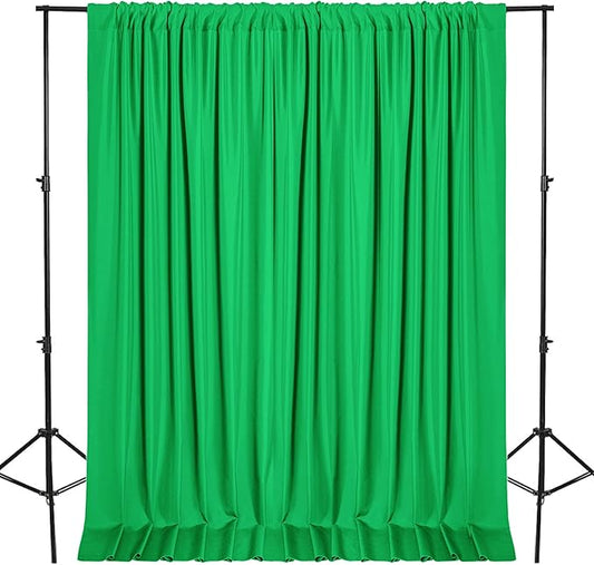 DWCN 10x8 FT Green Backdrop Curtains for Parties, Photography Backdrop Drapes with Rod Pockets for Wedding Decorations Stage Birthday Family Gatherings, 2 Panels 5ft x 8ft