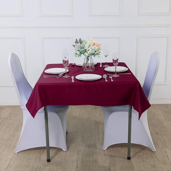 Cupuamon Square Tablecloth 70x70 inch Washable Polyester Fabric Table Cloth for Wedding Party Dining Banquet Decoration（70x70,Burgundy）