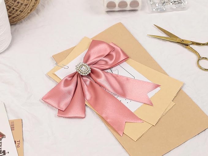 Rose Gold Satin Ribbon 1-1/2 inch X Continuous 100 Yards, Single Face Polyester Ribbon Perfect for Gift Wrapping, Flower Bouquet, Wedding Decor, Crafts, Bow Making, Sewing and More