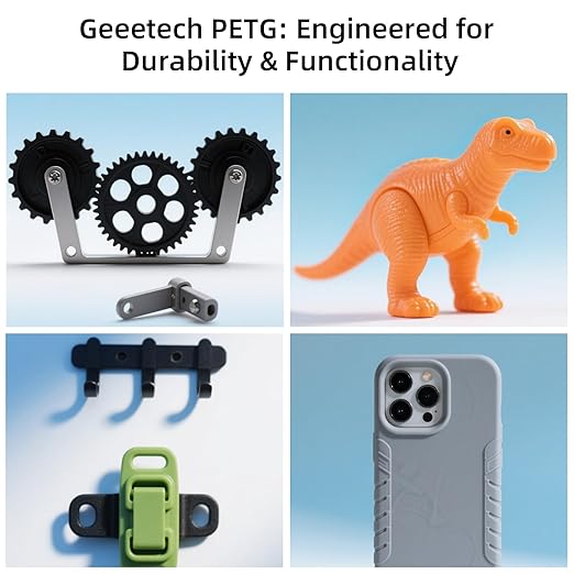 Geeetech PETG Filament 1.75mm, 1 KG (2.2lbs) Spool 3D Printer Filament, High-Toughness, ±0.02mm Accuracy, Neatly Wound & Moistureproof, Non-Clogging Non-Stringing, Fits Most FDM Printers, Gray