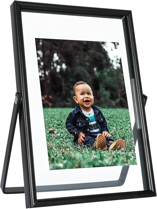 Black Floating Frame (4"x6",Vertical), For Picture 3.5x5, 2x3, 1x2, Tabletop Shelf Photo Frame, Classy Gift For Festival, Wedding, Home or Office Décor