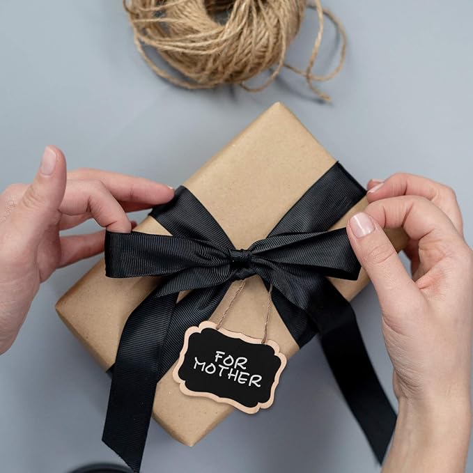 ONUPGO 16 Pack Chalkboard Tags with Liquid Chalk Marker, Double Sided Blackboard with Hanging String, Wooden Mini Erasable Chalkboard Signs, Hanging Chalkboard Labels, Price Tags, Message Tags