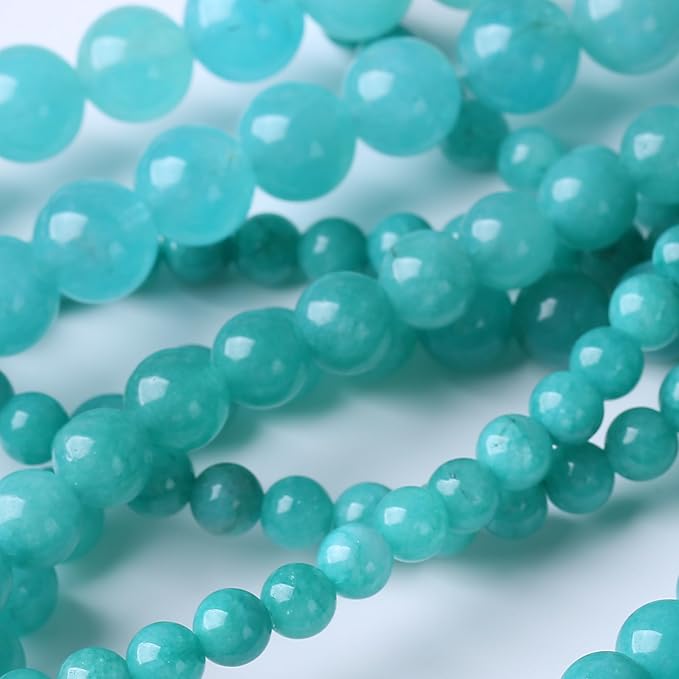 Blue Jade Stone Beads Gemstone Round Crystal Energy Jade Beads Stone Beads for Jewelry Making DIY Bracelet Necklace Jewelry Making 1 Strand 15.5inch 35PCS 10MM