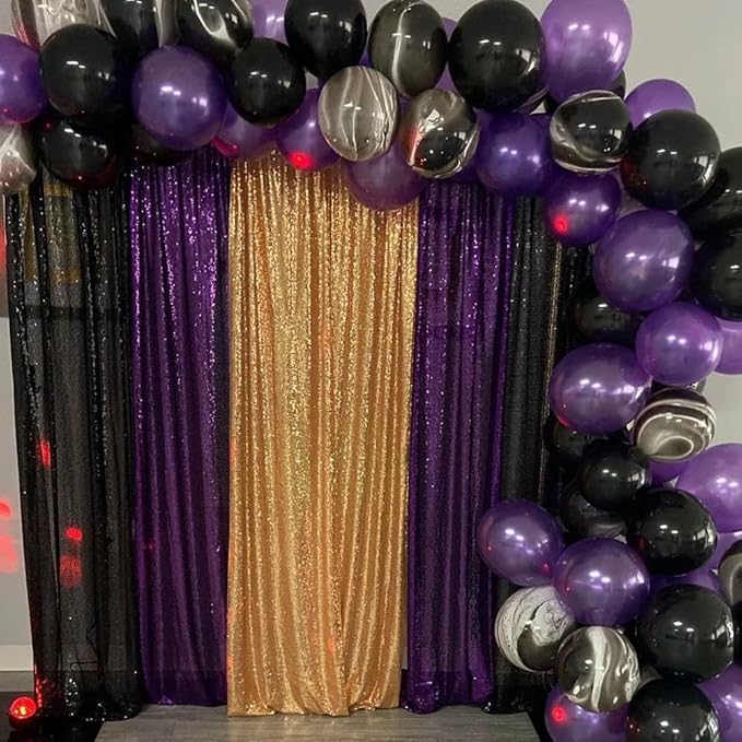 Poise3EHome Purple Sequin Backdrop Curtains, 2 PCS 5FT x 10FT Glitter Panels for Halloween Party Birthday Wedding Christmas Thanksgiving Holiday Festival Decor