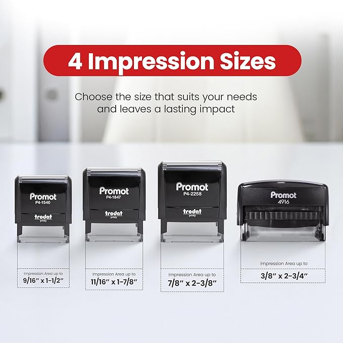 Promot Self Inking 1 Long Line Custom Stamp - Personalized Name Stamp for Office, Teacher, Address & Business Label Stamp - Choose Font, Ink Color, Pad, for Personal & Professional Use