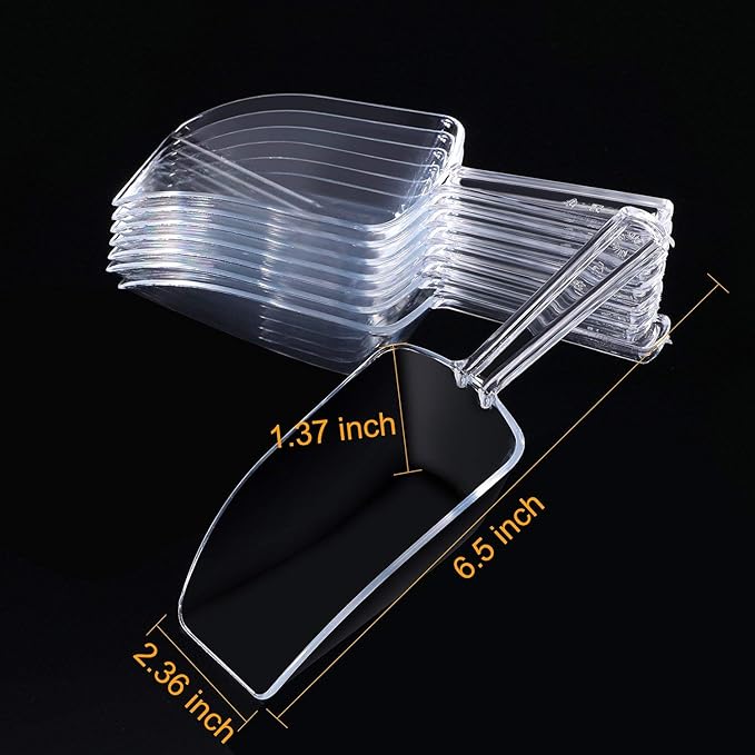 Hestya 8 Pcs Christmas Multi Purpose Clear Plastic Scoops for Candy Buffet Acrylic Kitchen Ice Food Popcorn Scoops for Protein Powders, Ice Cream, Coffee, Tea Jar (6.7 Inch)