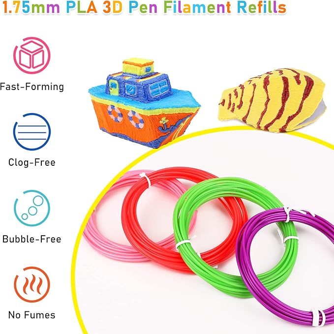 FIROS PLA 3D Pen Filament Refills Pack, 32 Colors 3D Pen PLA Filament, Each Color 16.4 ft,3D Printing Pen PLA Filament, Compatible with SCRIB3D MYNT3D 3D Pen, Not Suitable for 3Doodler