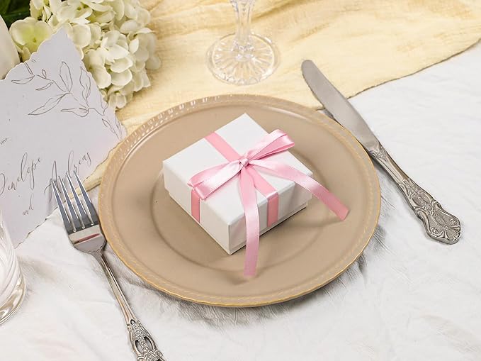 Rose Pink Satin Ribbon 3/8 inch X Continuous 25 Yards, Single Face Polyester Ribbon Perfect for Gift Wrapping, Flower Bouquet, Wedding Decor, Crafts, Bow Making, Sewing and More