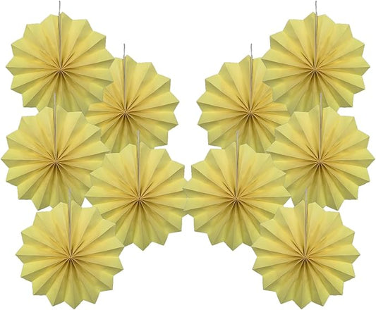 Yellow Hanging Paper Fans,Yellow Accessories Paper Decorations for Party,Color Party Decorations,Bee Themed Classroom Decor,8in Hanging Paper Fans 30 Color DIY Set （Light Yellow）