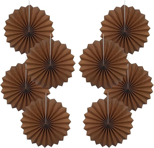 Brown Party Decorations,Brown Wedding Decorations for Party Events Accessories,Brown Birthday Decorations,Boho Party Decoration,Fall Decorations 12in Hanging Paper Fans 30 Color DIY Set(Brown)