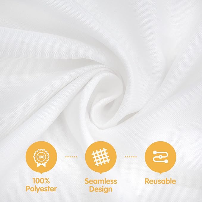 BRILLMAX 4 Pack White Round Tablecloths 120 Inch - Circle Bulk Linen Polyester Fabric Washable Table Cloth Cover for Wedding Reception Banquet Birthday Party Buffet Restaurant