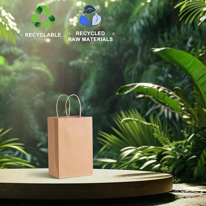 METRONIC Paper Gift Bags 5.25x3.75x8 1000Pcs,Christmas Paper Bag with Handles, Brown Kraft for Small Business, Heavy Duty Bulk for Birthday Party Favors, Shopping, Retail