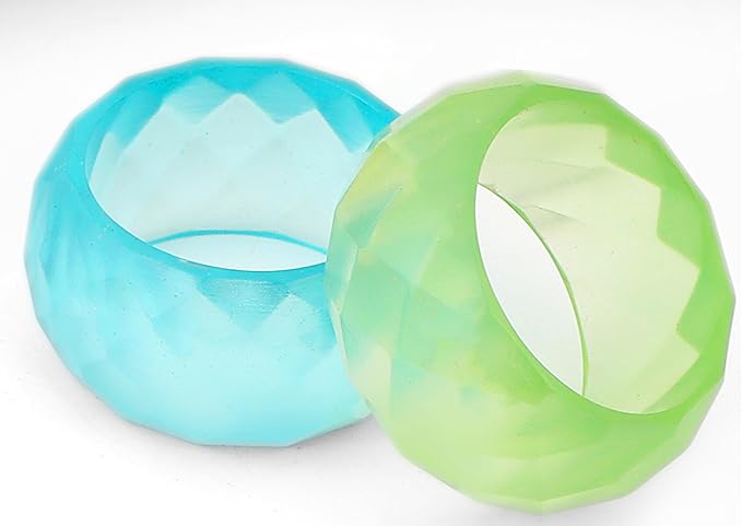 Napkin Rings Set of 12 - Epoxy Resin Napkin Holder Cuffs for Dinner Table Décor - Farmhouse Modern Serviette Rings for Weddings, Parties, Receptions, Banquets, Daily Use - 1.5" (Pastel) - CLEENTABLE