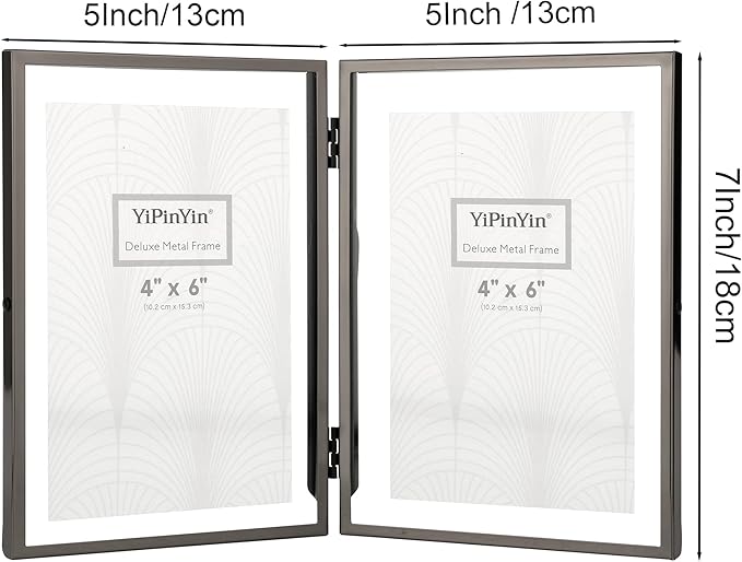 5x7'' Metal Black Double Floating Frame For Photo Sizes 2x3'', 3.5x 5'',For Tabletop/Shelf Photo Frame, Classy Gift for Wedding, Christmas,Birthady,Home or Office Decor.