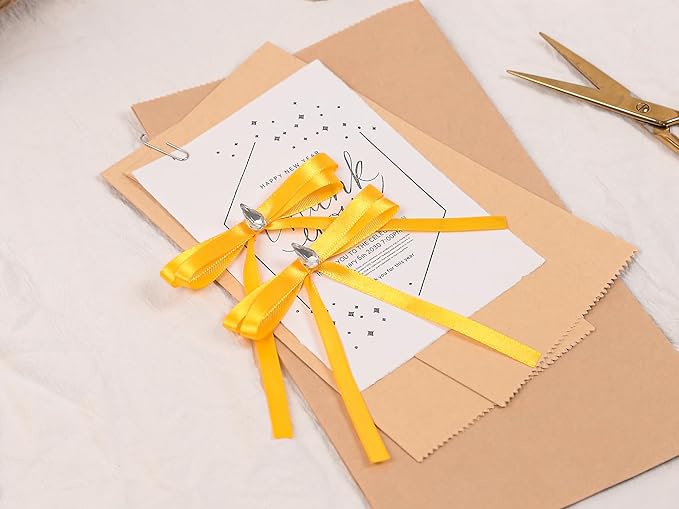 Yellow Satin Ribbon 1/4 inch X Continuous 50 Yards, Single Face Polyester Ribbon Perfect for Gift Wrapping, Flower Bouquet, Wedding Decor, Crafts, Bow Making, Sewing and More