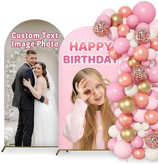 Custom Arch Cover - Personalized Arch Backdrop Covers with Photo Text for Baby Shower Wedding Holiday Birthday Graduation Party 4~7.2 FT (Arch)