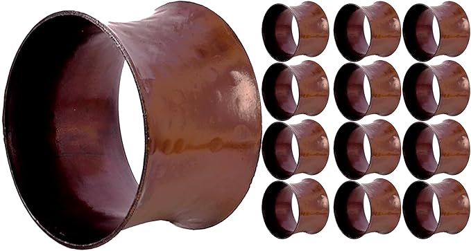 Drum Napkin Rings Set of 12 - Heavy Duty Napkin Holders, Hammered Napkin Rings Bulk for Party Decoration, Dinning Table, Everyday, Family Gatherings (Bronze) - ALPHA Living HOME