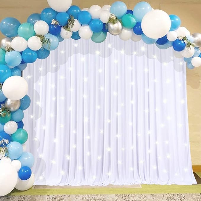 AK TRADING CO. 10 feet x 10 feet Polyester Backdrop Drapes Curtains Panels with Rod Pockets - Wedding Ceremony Party Home Window Decorations - White (Pack of 12)