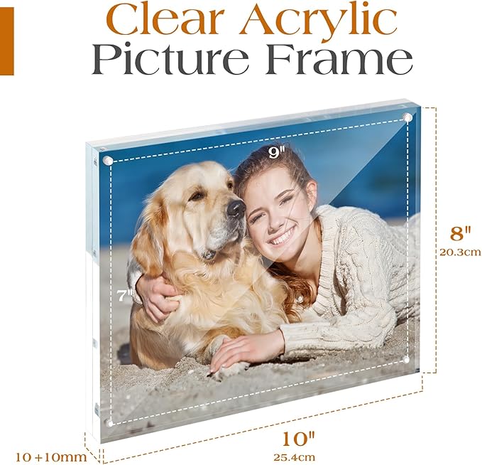 TWING 6 Pack 8 x 10 Acrylic Picture Frames, Magnetic Lucite Clear Picture Frame, 8 by 10 Magnetic Photo Frame Self Standing Double Sided, Gift