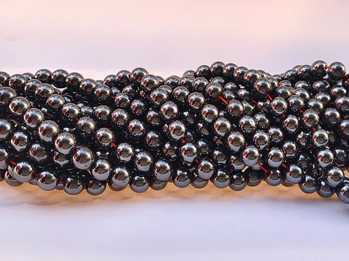 Stone Beads 8mm 100pcs Black Hematite Beads Round Loose Gemstones Beads for Bracelet Necklace Jewelry Making (8mm, 60819 Black Hematite)