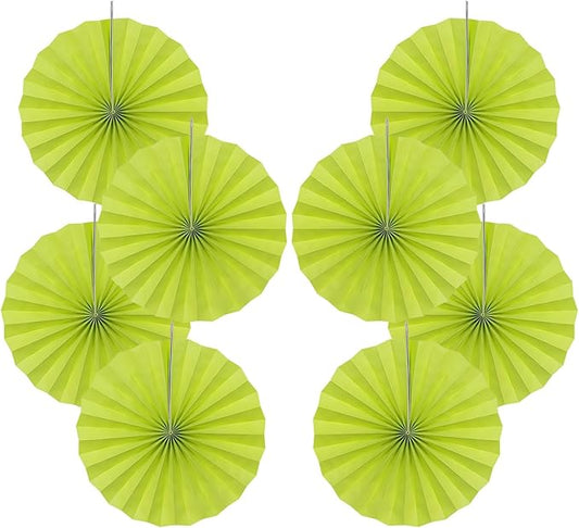 BARTHEW Green Graduation Party Decor, Tropical Party Decorations, 12in Hanging Paper Fans 30 Color DIY Set (Clear Green)
