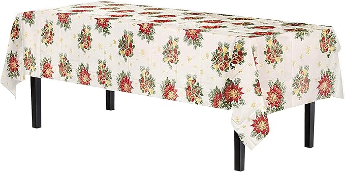 Party Solids Pack Of 12, Premium Rectangle Holiday Design Plastic Tablecloth - Christmas Decorations Tablecloth Disposable Plastic Table Cover for December - 54 inch. x 108 inch