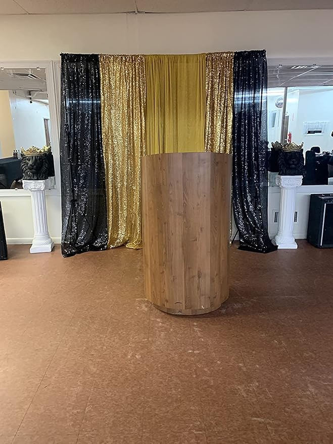 Black Sequin Curtains, 2 Panels (2FT x 8FT), Glitter Drapes, Sparkle for Wedding, Bridal, Birthday & Halloween