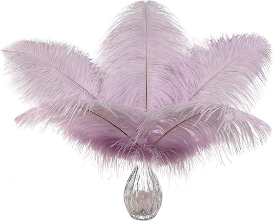 Ballinger Lavender Ostrich Feathers Bulk - 24Pcs 8-10inch Light Purple Feathers for Party Centerpieces, Flower Arrangement and Home Decor