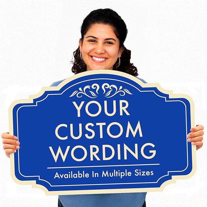 Custom Decorative Outdoor Metal Sign, Personalized Aluminum Driveway Waterproof Sign Made in USA, Design 2 Blue Steel 30x24 In