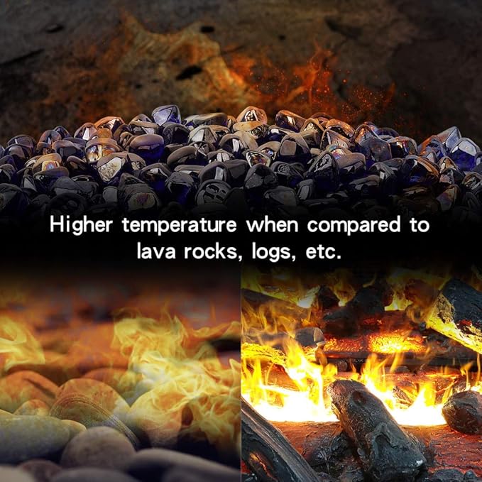 Stanbroil 10-Pound Fire Glass Diamonds - 1/2 inch Luster Fire Glass for Fireplace Fire Pit and Landscaping, Royal Cobalt Blue Luster
