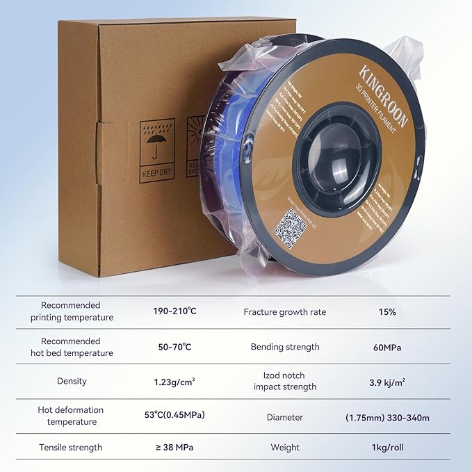 Kingroon PLA Filament 1.75mm 3D Printer Filament Blue Pla Filament 1kg Filament Dimensional Accuracy +/- 0.02mm, Fit Most FDM Printer,Light Blue