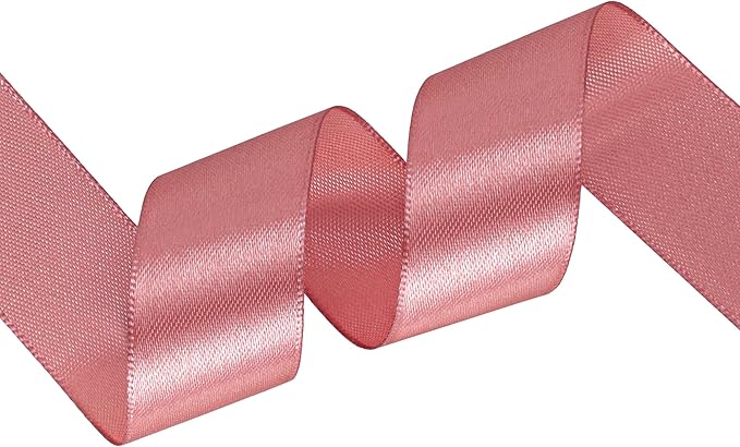 Rose Gold Satin Ribbon 1 inch X Continuous 50 Yards, Single Face Polyester Ribbon Perfect for Gift Wrapping, Flower Bouquet, Wedding Decor, Crafts, Bow Making, Sewing and More