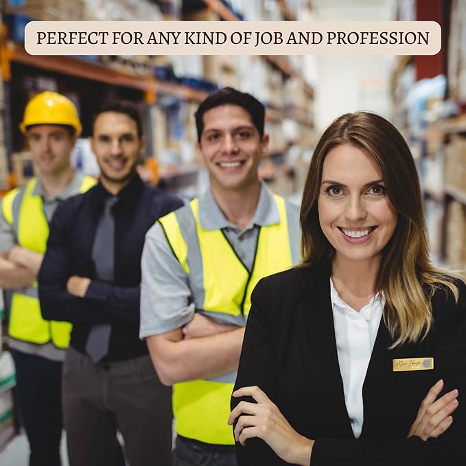 Personalized Name Tag Badges Identification Customized with Text & Logos, Acrylic Name ID for Clothing with Pin or Magnetic Backing, Gold & Silver Plates for Business or Employees (Your own Design)