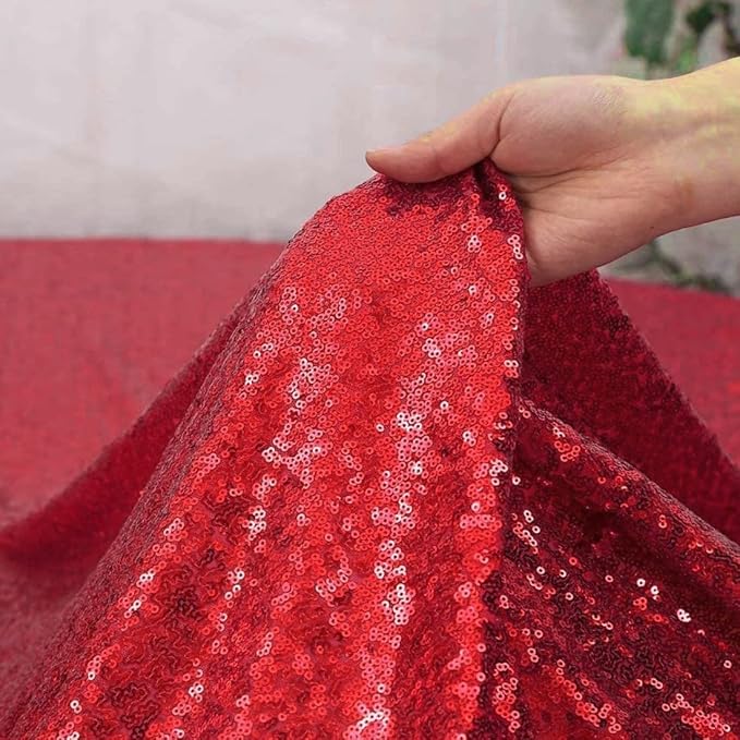 Red Sequin Backdrop Curtain 4FTX8FT 2 Panels Sparkly Backdrop Drapes Glitter Fabric Backdrop for Birthday Wall Decoration