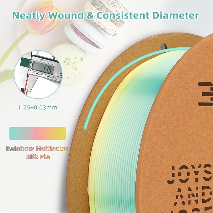 Silk PLA 3D Printer Filament 1.75mm Silk Shiny Fast Gradient Color Change Rainbow Multicolor PLA Filament 1kg (2.2lbs) /Spool for FDM 3D Printers-Macaron