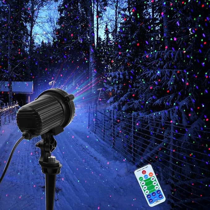 Laser Christmas Lights,Outdoor Garden Laser Lights Projector, Motion Star 3 Color Red Green Blue,Water Proof,Suitable for Outdoor Garden Decorative