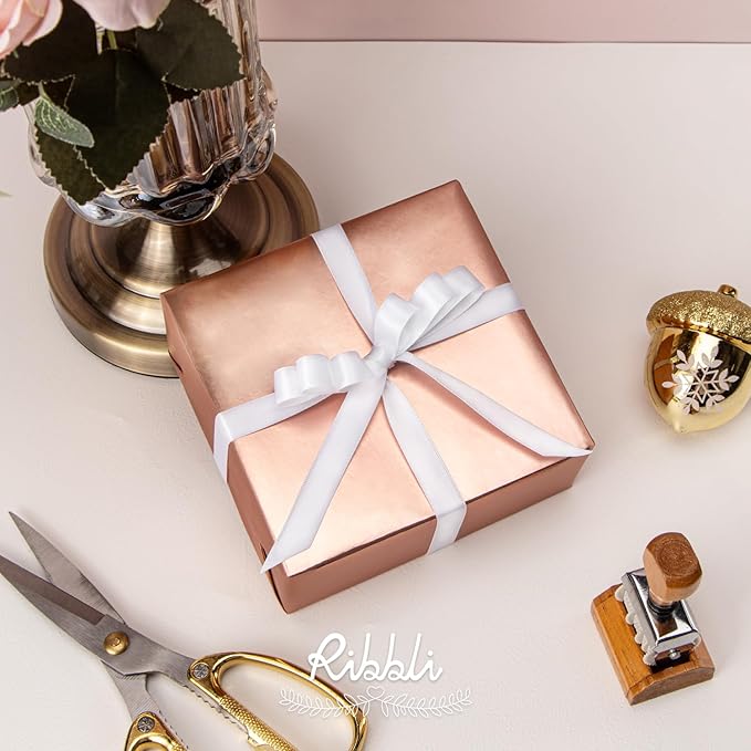 Ribbli White Satin Ribbon Double Faced Satin 1/2 Inch x Continuous 100 Yards-White Ribbon for Gift Wrapping Crafts Wedding Decoration Bows Bouquet Floral Arrangement