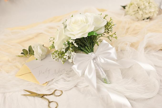 White Satin Ribbon 1-1/2 inch X Continuous 100 Yards, Single Face Polyester Ribbon Perfect for Gift Wrapping, Flower Bouquet, Wedding Decor, Crafts, Bow Making, Sewing and More