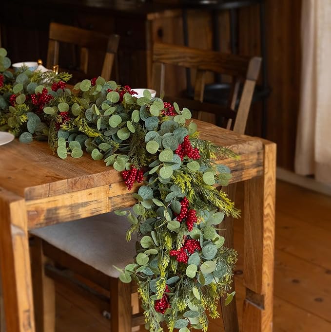 6.3FT Christmas 144 Branch Tips Cedar Garlands, Anna's Whimsy Artificial Pine Cypress Greenery Garland, Decorations Holiday Indoor Outdoor Christmas Decor Winter Garland